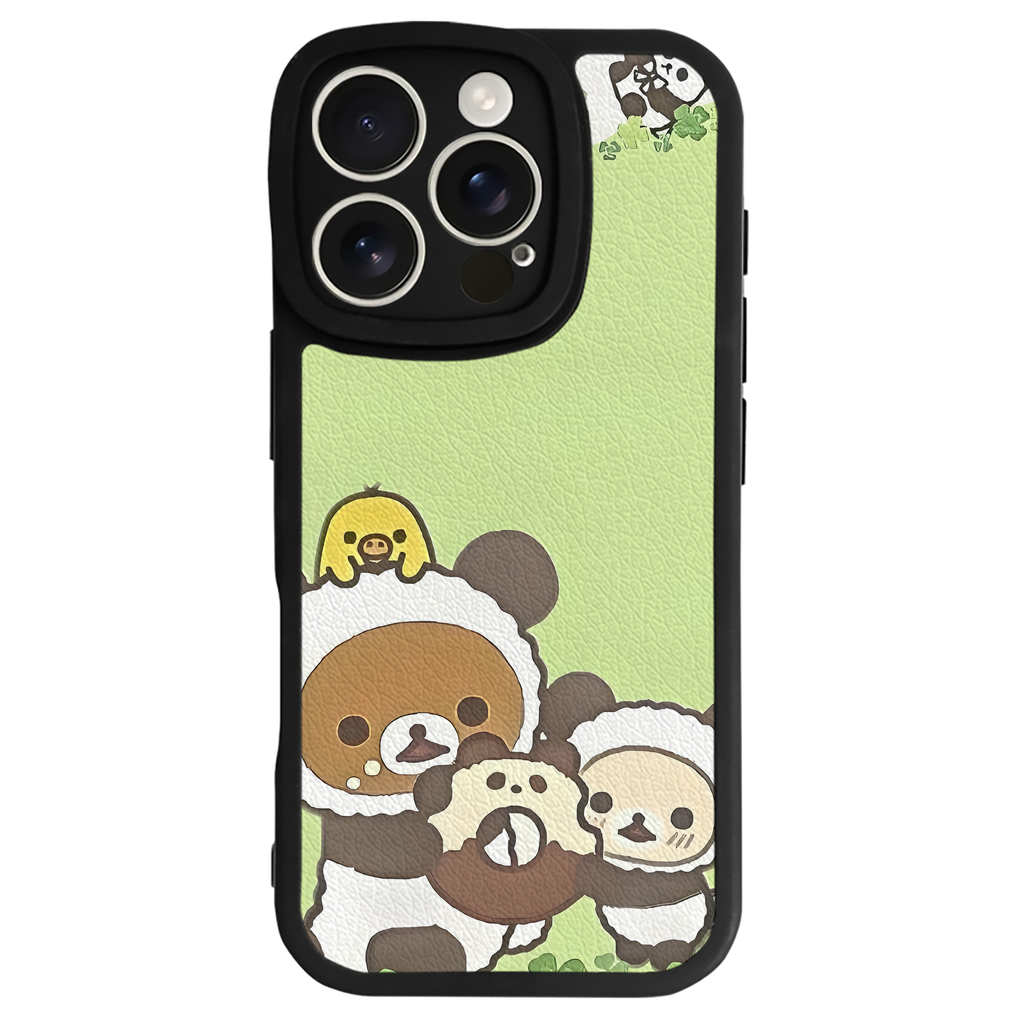 （画像用） リラックマ リラックマ キイロイトリ Rilakkuma Korilakkuma Kiiroitori 【iPhone 16シリーズ対応】シリコンスマホケース（レザー調） 材質：シリコン
